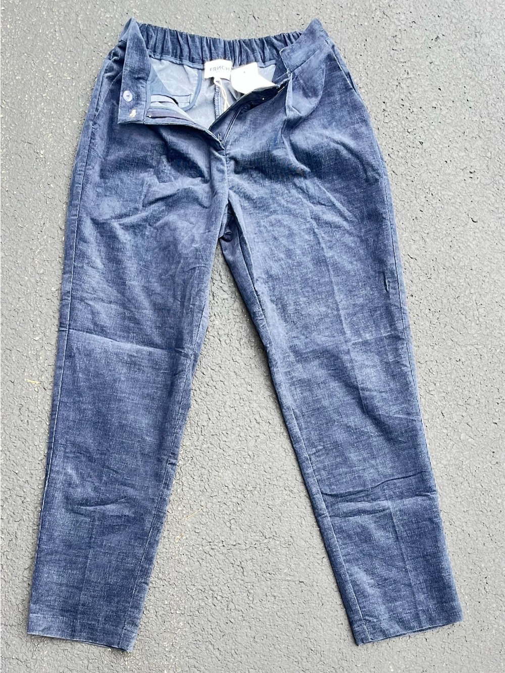 FRNCH Paris Men's grey blue corduroy elastic-waist pants Size Small BNWT